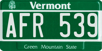 VT license plate AFR539