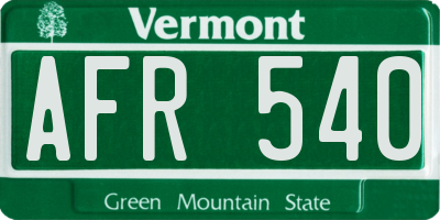 VT license plate AFR540