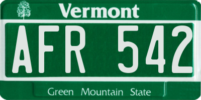 VT license plate AFR542