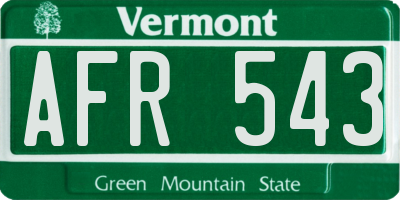 VT license plate AFR543