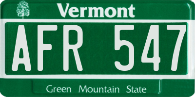 VT license plate AFR547