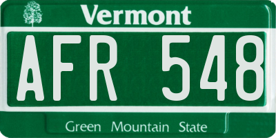 VT license plate AFR548