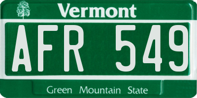 VT license plate AFR549