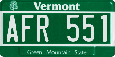 VT license plate AFR551