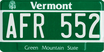 VT license plate AFR552