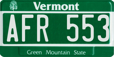 VT license plate AFR553