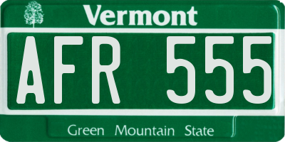 VT license plate AFR555