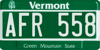 VT license plate AFR558