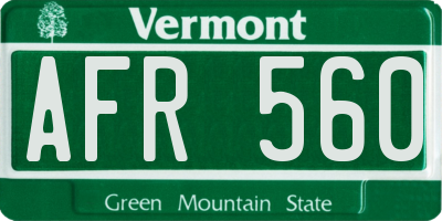 VT license plate AFR560