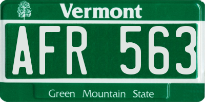 VT license plate AFR563