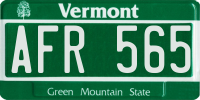 VT license plate AFR565