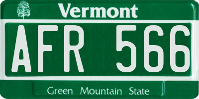 VT license plate AFR566