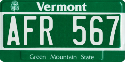VT license plate AFR567