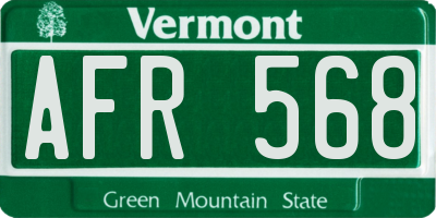 VT license plate AFR568