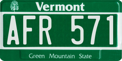 VT license plate AFR571