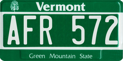VT license plate AFR572
