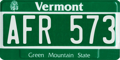 VT license plate AFR573