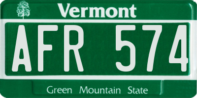 VT license plate AFR574