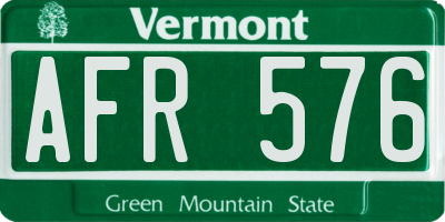 VT license plate AFR576