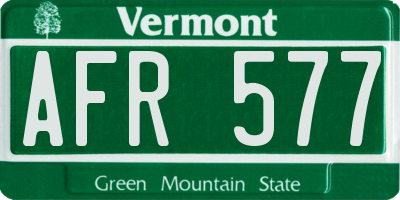 VT license plate AFR577