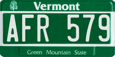 VT license plate AFR579