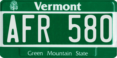 VT license plate AFR580