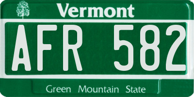 VT license plate AFR582