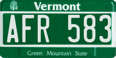 VT license plate AFR583
