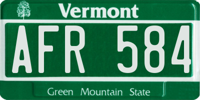VT license plate AFR584