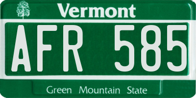 VT license plate AFR585