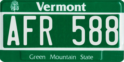 VT license plate AFR588