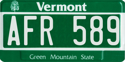 VT license plate AFR589