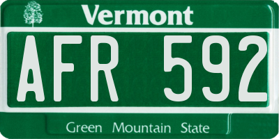 VT license plate AFR592