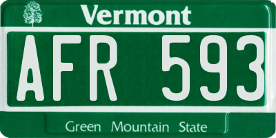 VT license plate AFR593