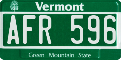 VT license plate AFR596