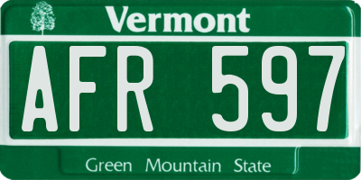 VT license plate AFR597