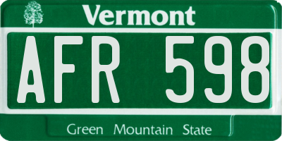 VT license plate AFR598