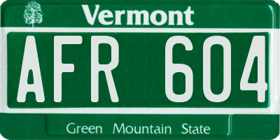 VT license plate AFR604
