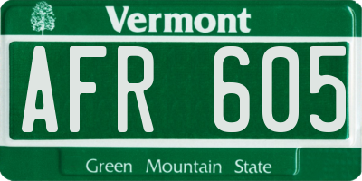 VT license plate AFR605