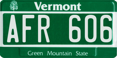 VT license plate AFR606