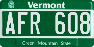 VT license plate AFR608
