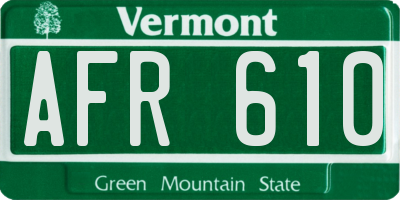 VT license plate AFR610