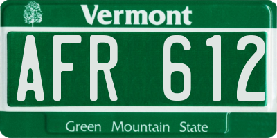 VT license plate AFR612