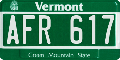 VT license plate AFR617