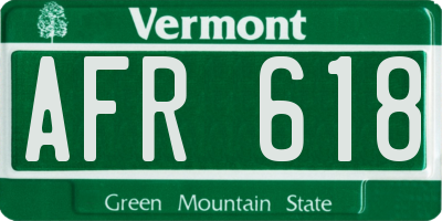VT license plate AFR618