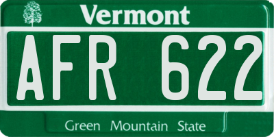 VT license plate AFR622