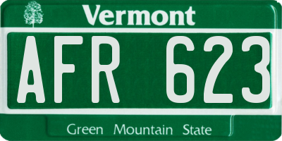 VT license plate AFR623