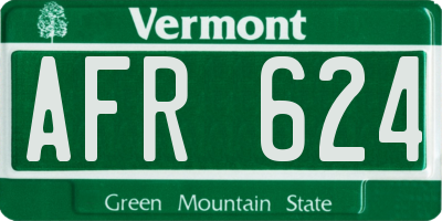VT license plate AFR624