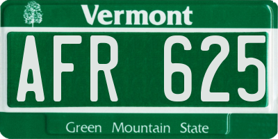VT license plate AFR625
