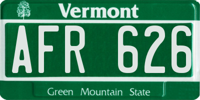 VT license plate AFR626